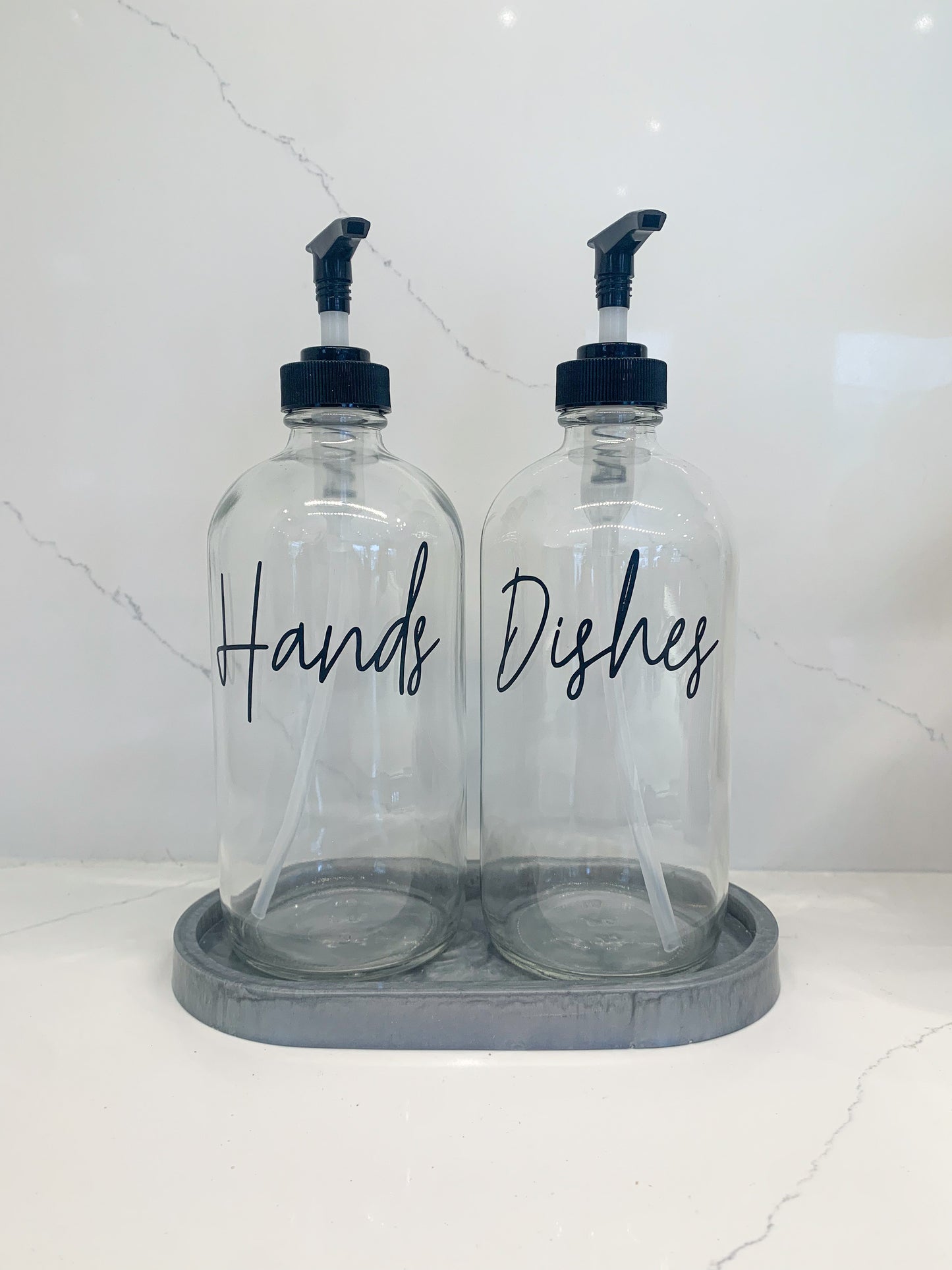 Glass Soap Dispensers with Vinyl Text