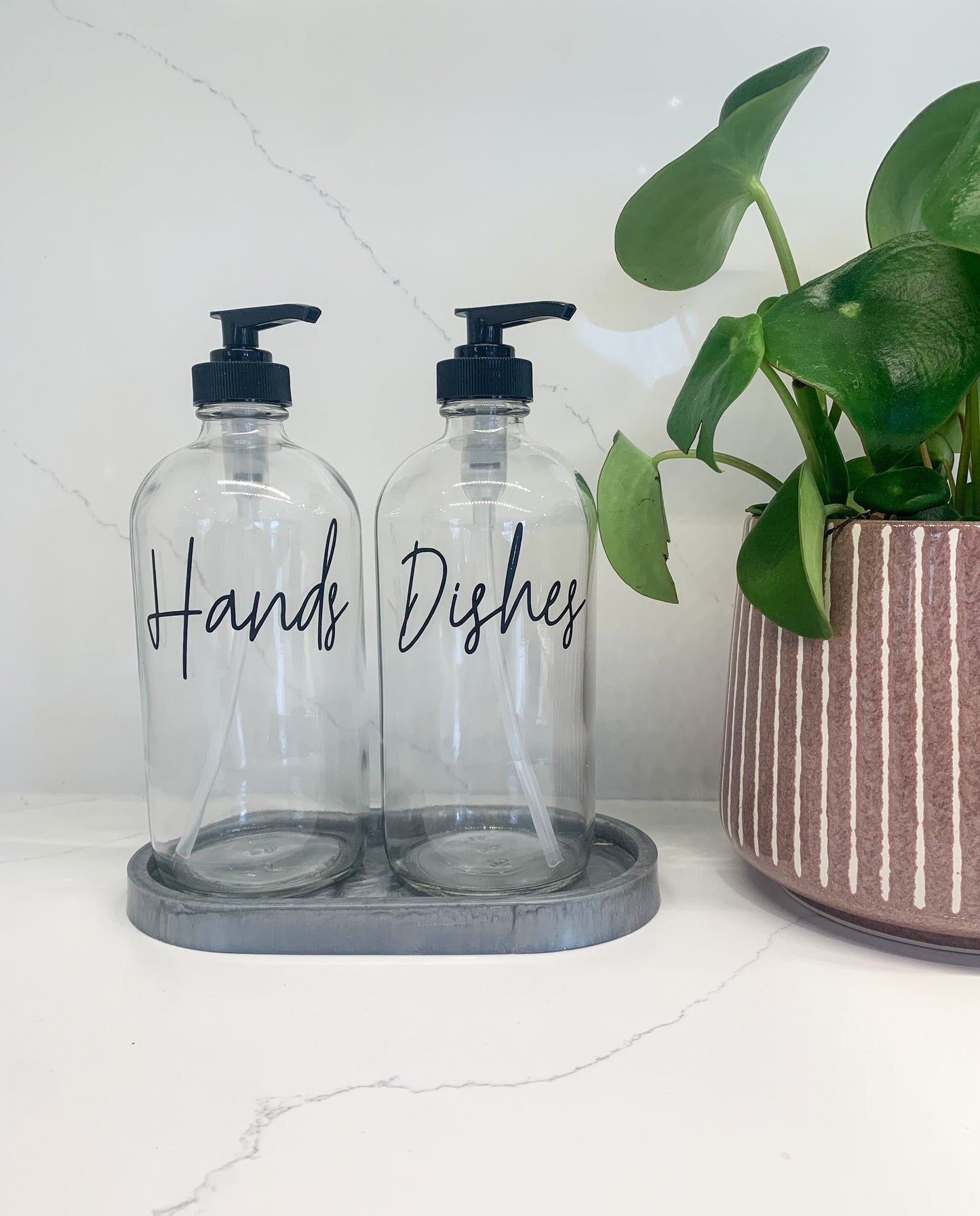Glass Soap Dispensers with Vinyl Text