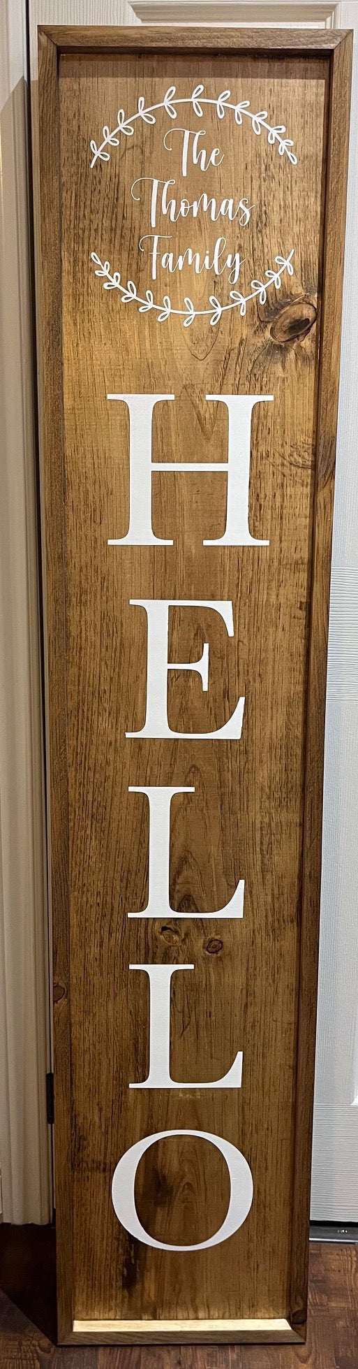 Hello with Family Name Porch Sign