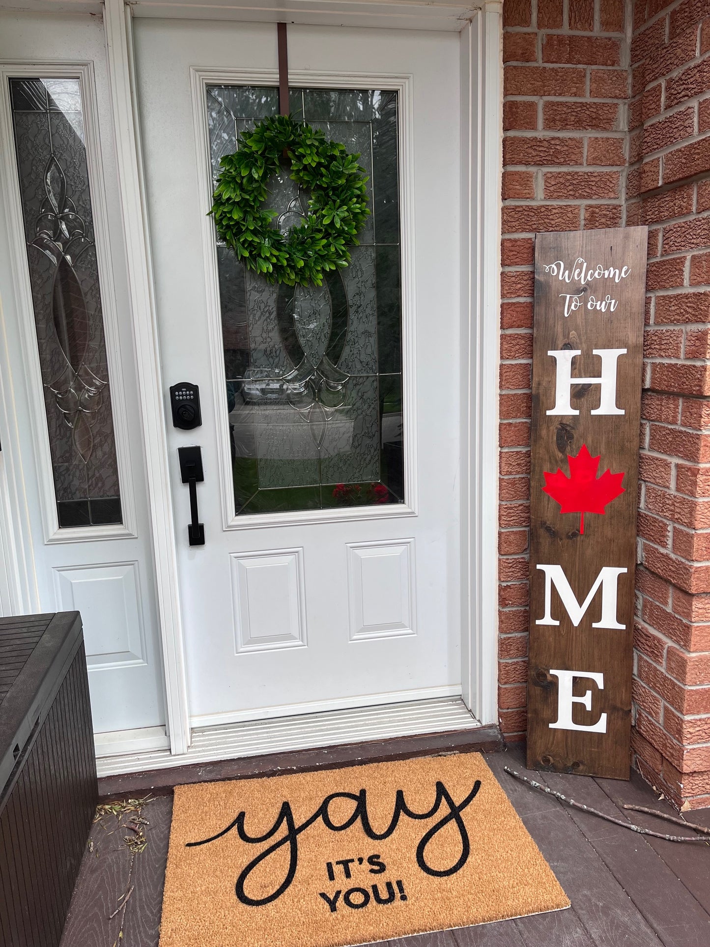 Welcome to our Home (with Canada Flag) Porch Sign