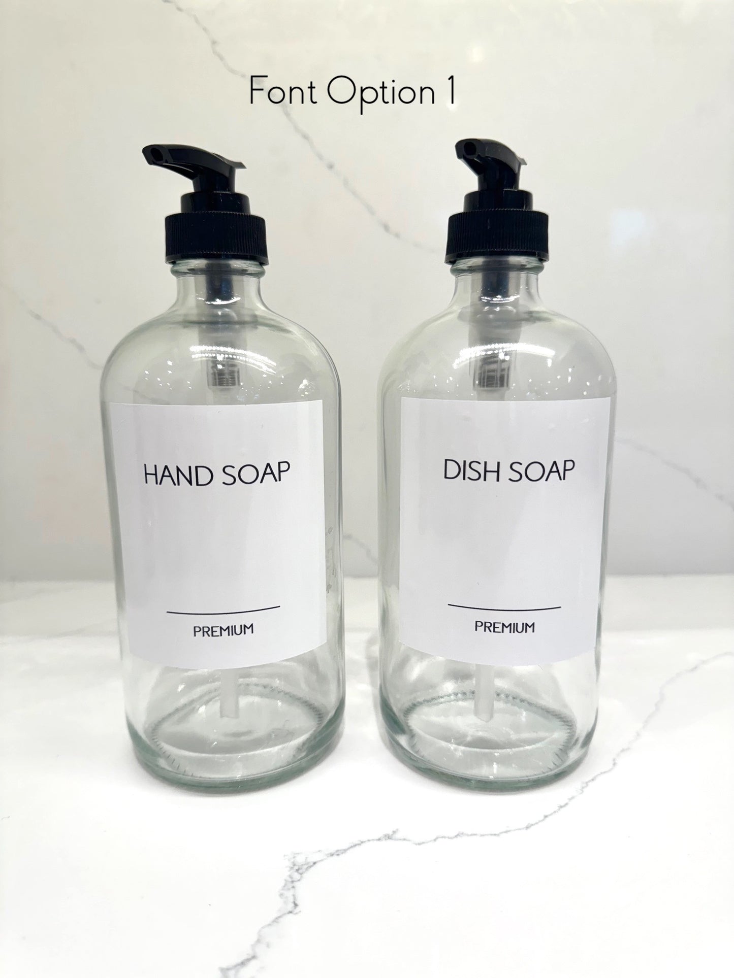 Glass Soap Dispensers with White Label