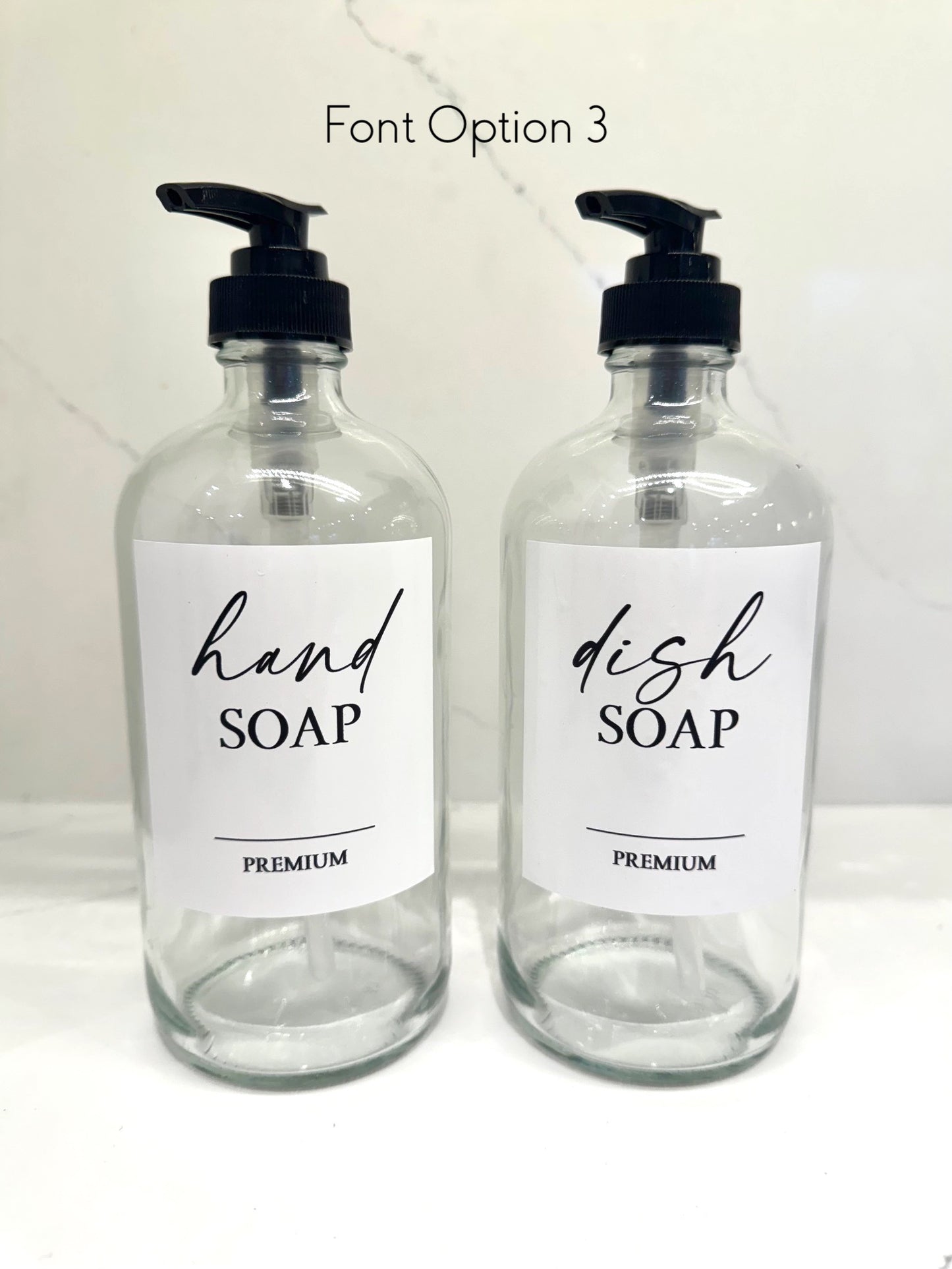 Glass Soap Dispensers with White Label