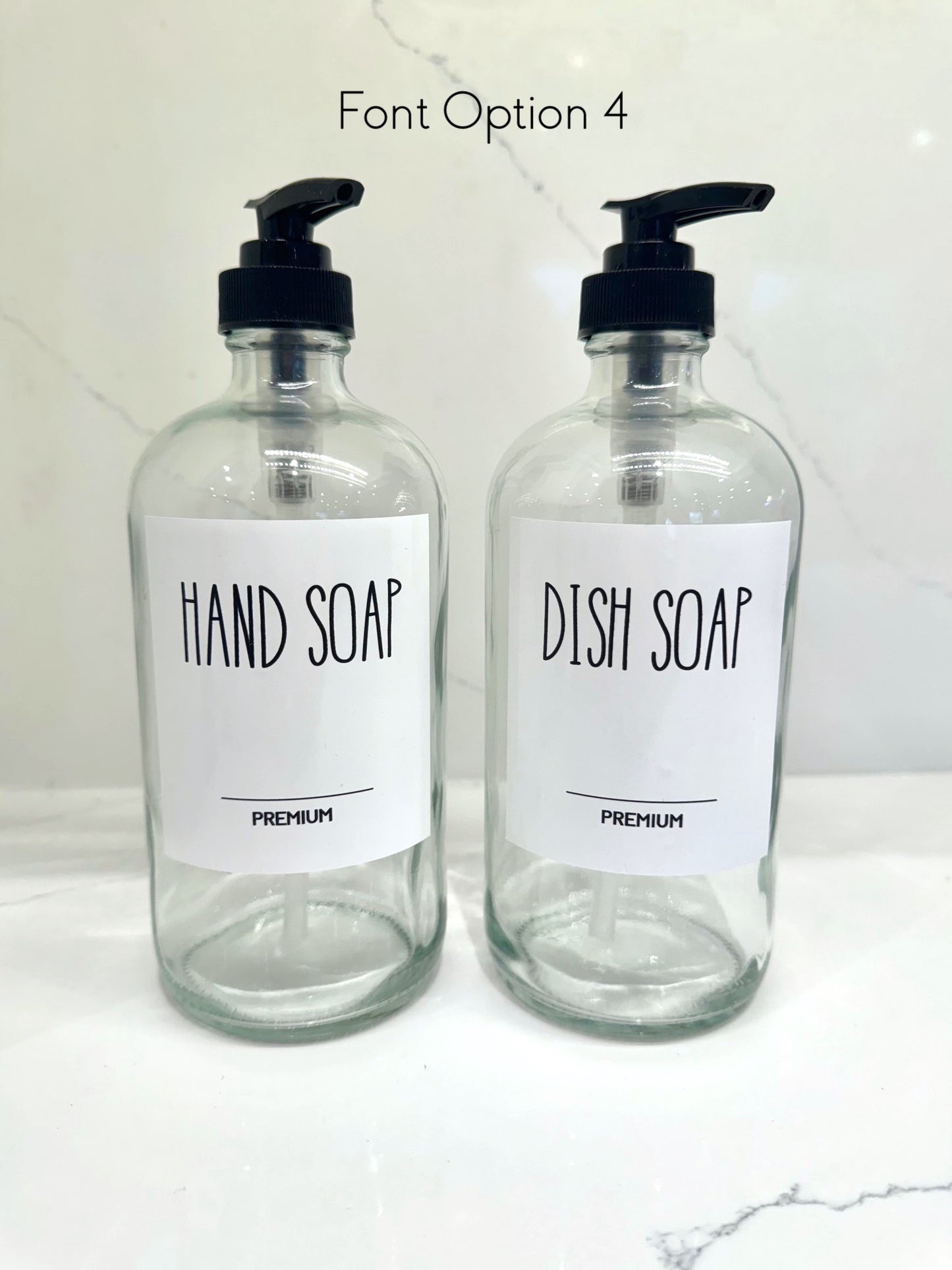 Glass Soap Dispensers with White Label