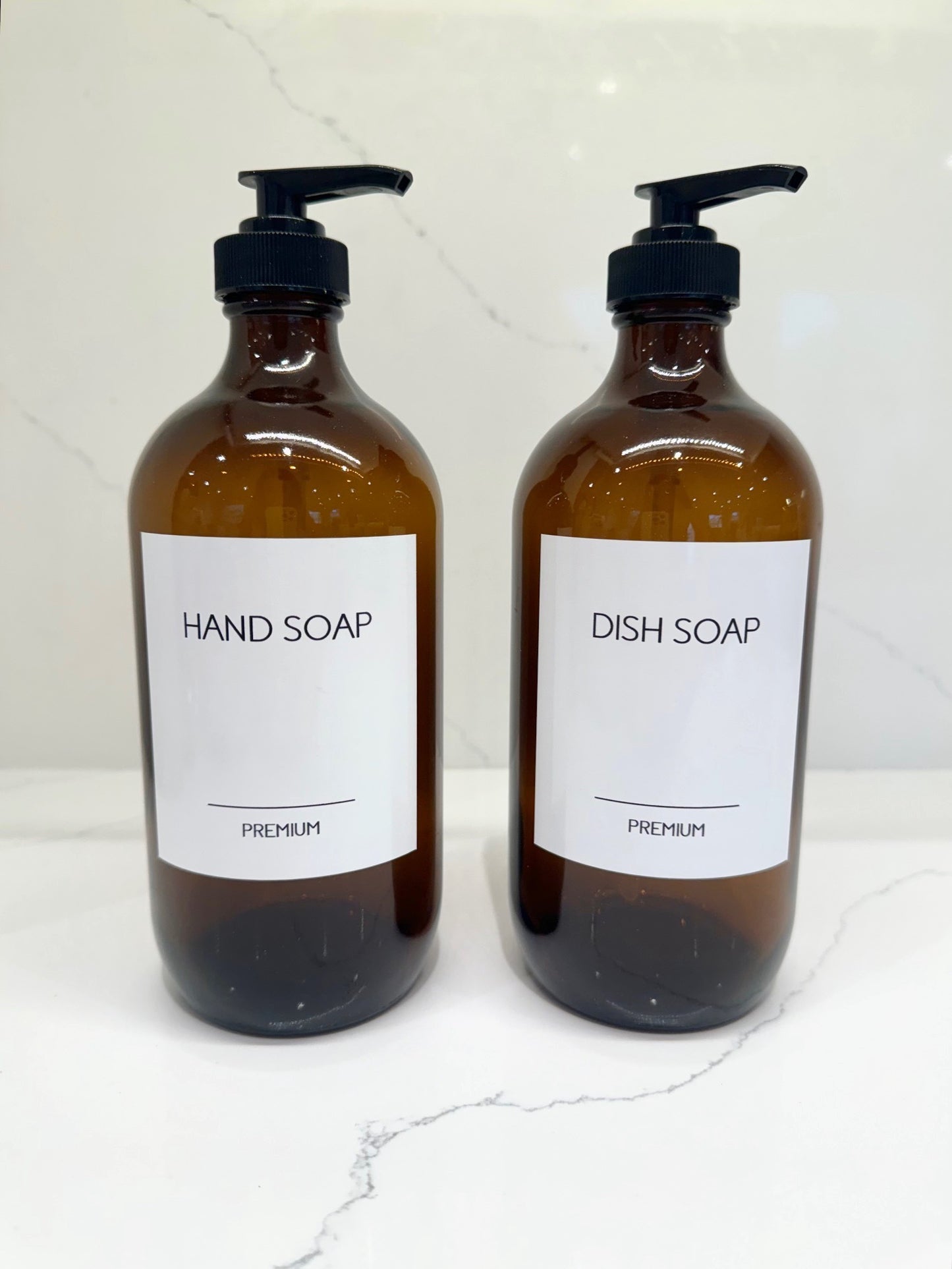 Glass Soap Dispensers with White Label