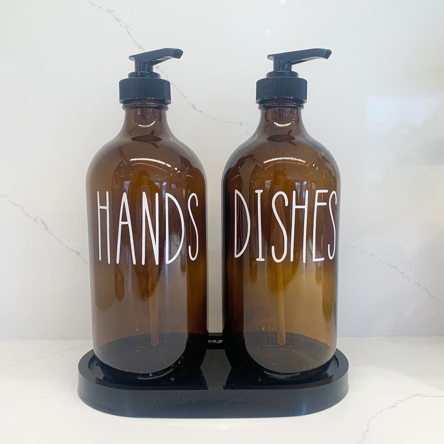 Glass Soap Dispensers with Vinyl Text