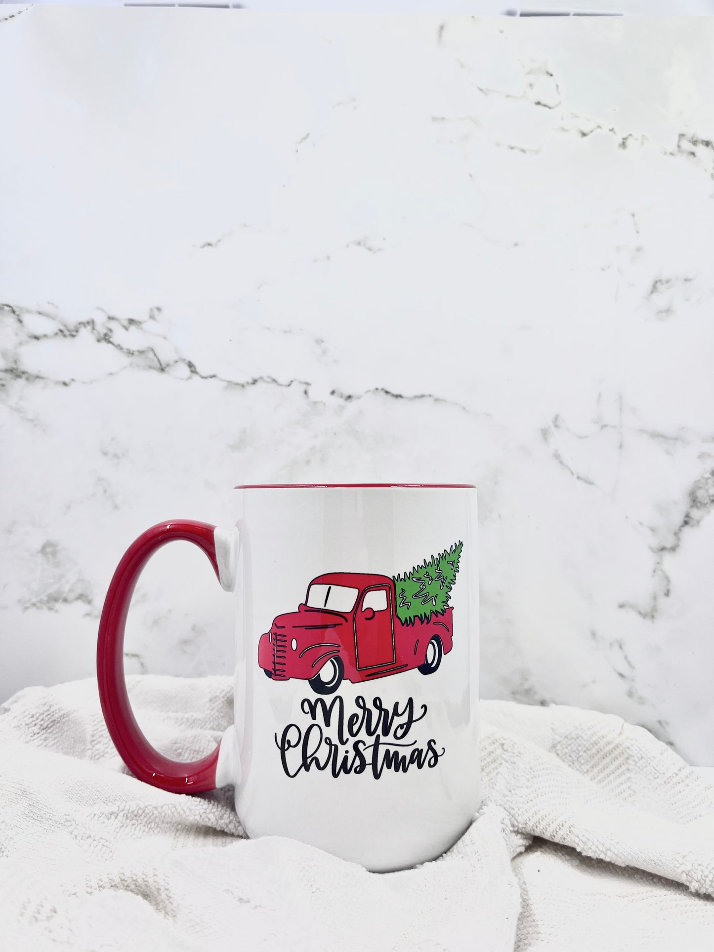 Merry Christmas with truck mug